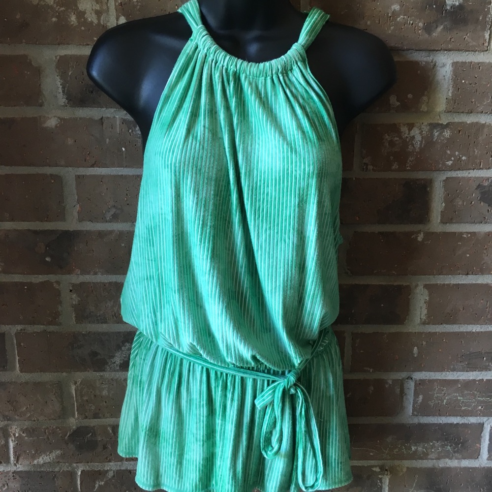 Green horizontal stripe blouse